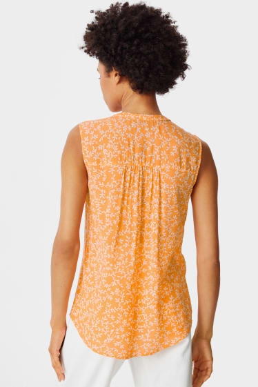 Femmes - Caraco - motif floral - orange foncé