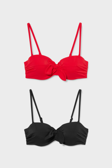 Damen - Multipack 2er - Bikini-Top mit Bügel - wattiert - schwarz