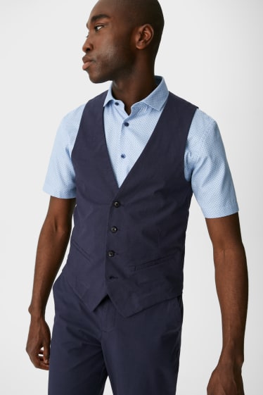 Heren - Gilet - slim fit - stretch - geruit - donkerblauw