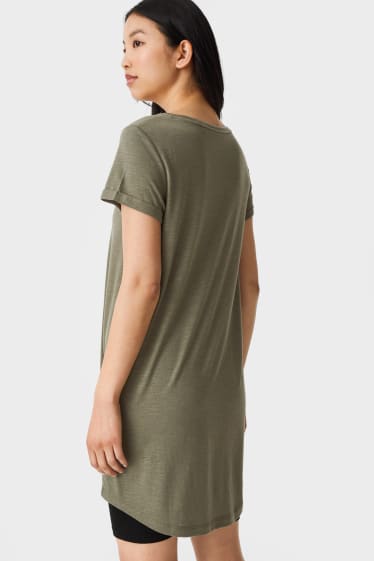 Femmes - T-shirt basique - rayé - vert foncé