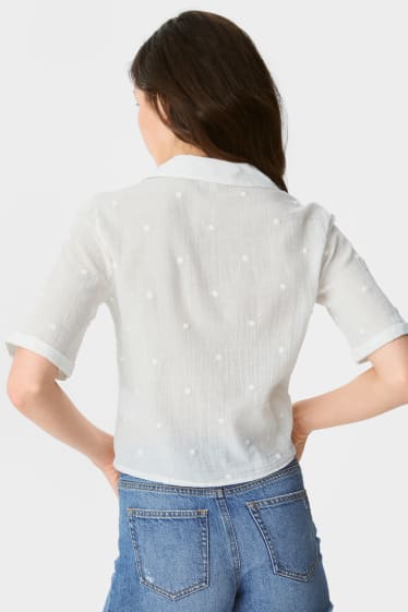 Tieners & jongvolwassenen - CLOCKHOUSE - blouse met knoop in de stof - wit