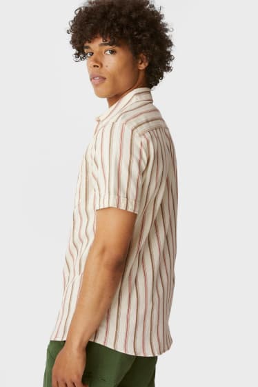 Teens & young adults - CLOCKHOUSE - shirt - regular fit - Kent collar - striped - beige