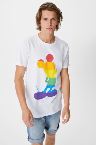 Heren - CLOCKHOUSE - T-shirt - Mickey Mouse - PRIDE - wit