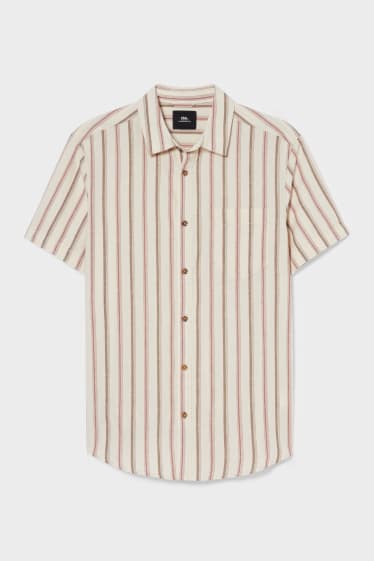 Teens & young adults - CLOCKHOUSE - shirt - regular fit - Kent collar - striped - beige