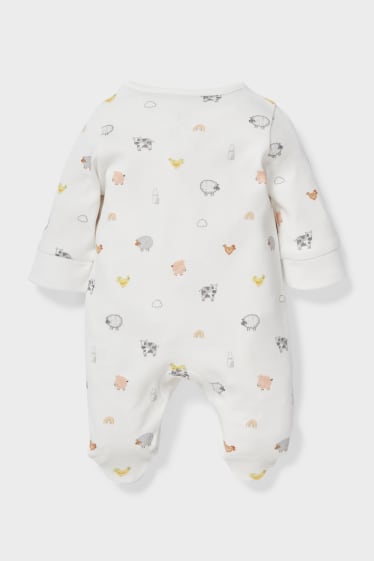 Bebeluși - Pijama salopetă bebeluși - alb-crem