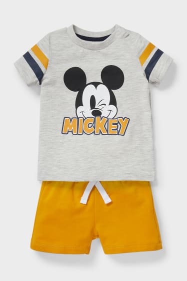 Baby's - Mickey Mouse - baby-outfit - 2-delig - licht grijs-mix