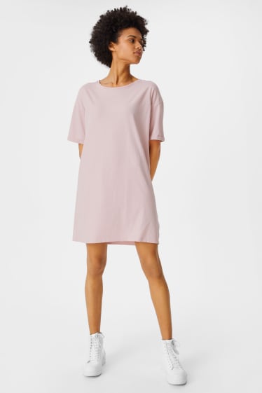 Dames - Basic-T-shirt-jurk - roze