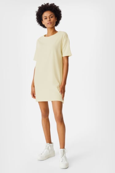 Dames - Basic-T-shirt-jurk - lichtgeel
