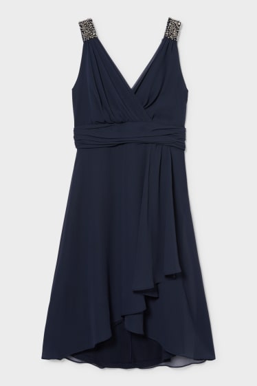 Damen - Fit & Flare Kleid - festlich  - dunkelblau