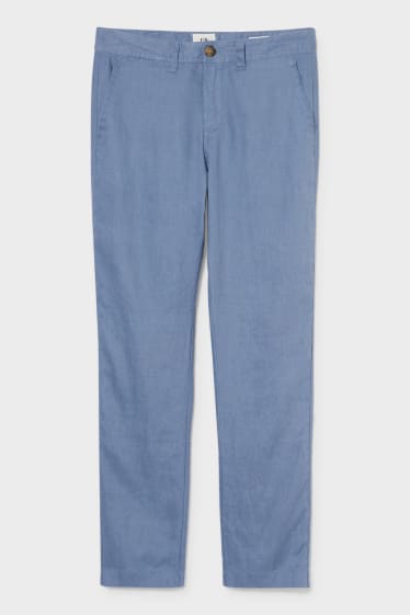 Mężczyźni - Spodnie z lnu - regular fit - jasnoniebieski