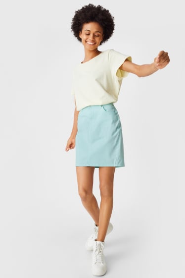 Women - Denim skirt - light turquoise