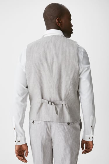 Men - Suit waistcoat - regular fit - linen blend - striped - gray