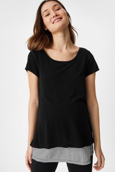 Damen - Still-T-Shirt - 2-in-1-Look - schwarz