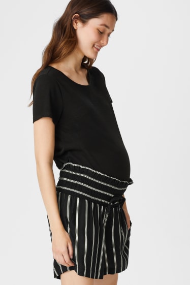 Dames - Zwangerschapsshort - met strepen - zwart