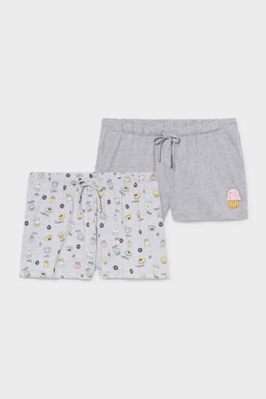 Femmes - Lot de 2 - pyjashorts - gris chiné