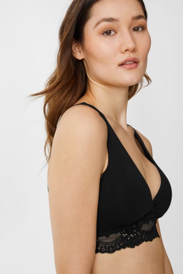 Donna - Confezione da 2 - reggiseno per allattamento - imbottito - nero