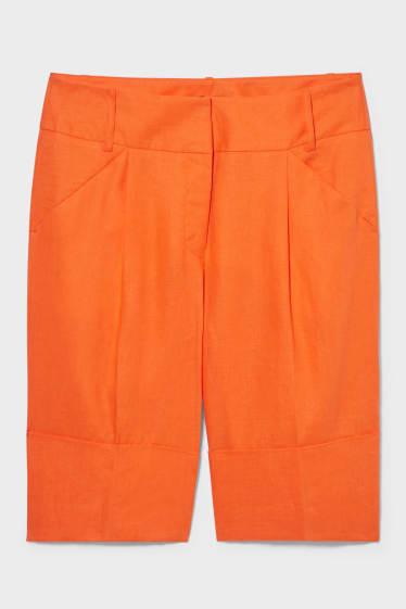 Femmes - Bermuda en lin - orange fluo