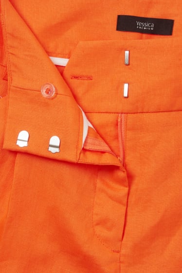 Damen - Leinen-Bermudas - neon orange