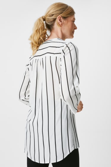 Women - Blouse - striped - white / black