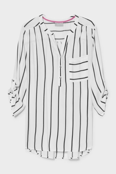 Women - Blouse - striped - white / black