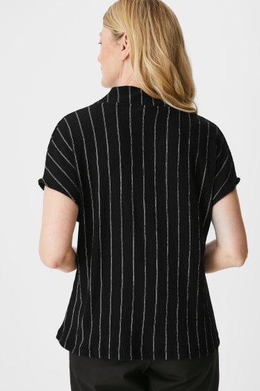 Damen - T-Shirt - gestreift - schwarz / weiß