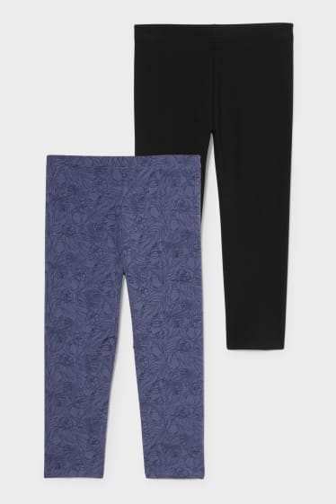 Dames - Set van 2 - basic-Capri legging - blauw / zwart