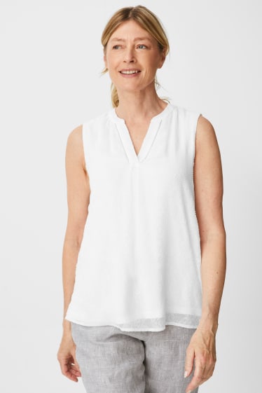 Femei - Bluză din șifon - alb