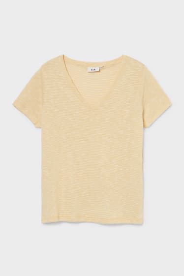 Damen - T-Shirt - gestreift - gelb
