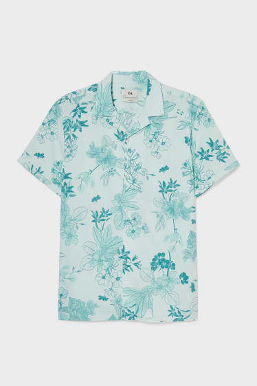 Men - Shirt - slim fit - lapel collar - light green