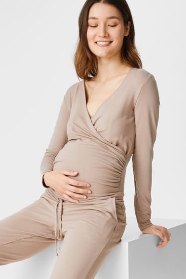 Women - Maternity jumpsuit - light brown