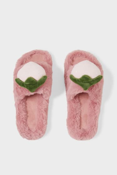 Dames - CLOCKHOUSE - pantoffels van imitatiebont - roze
