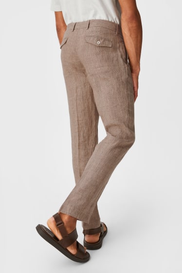 Hommes - Pantalon en lin - à carreaux - marron clair