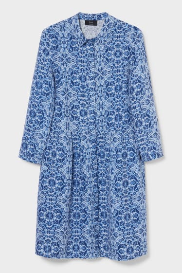 Women - A-line dress - linen blend - blue