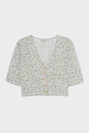 Dames - CLOCKHOUSE - blouse - gebloemd - mintgroen