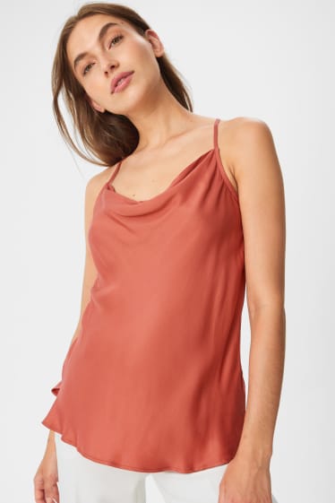 Women - Blouse top - terracotta