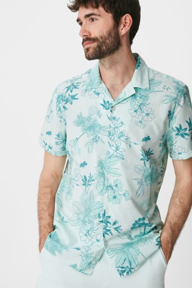 Men - Shirt - slim fit - lapel collar - light green