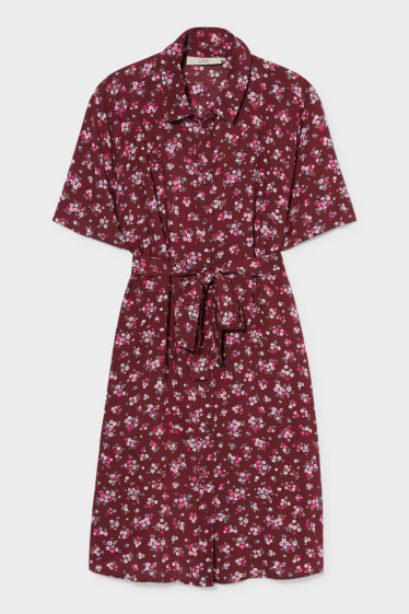 Femmes - CLOCKHOUSE - robe - motif floral - rouge foncé