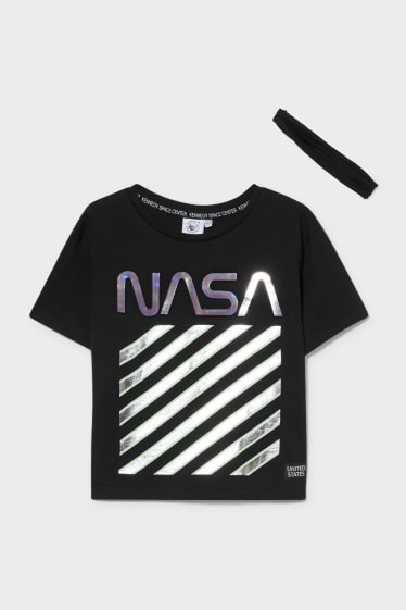 Kinder - NASA - Set - Kurzarmshirt und Haarband - 2 teilig - schwarz