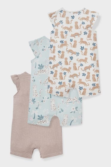 Babys - Multipack 3er - Baby-Schlafanzug - braun / cremeweiss