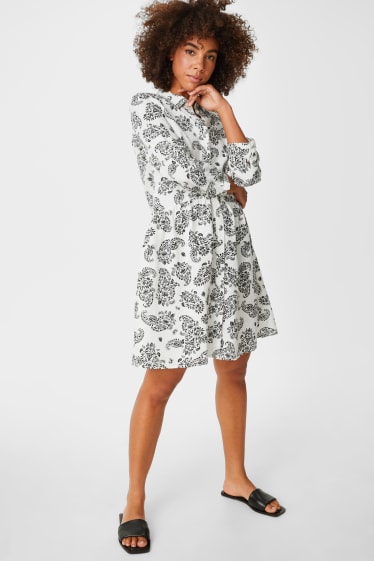 Women - A-line dress - linen blend - cremewhite