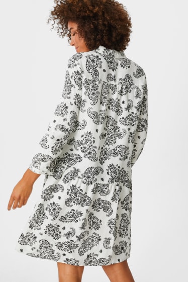 Women - A-line dress - linen blend - cremewhite