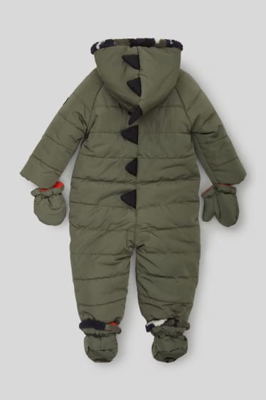 Baby Jungen - Dino - Baby-Schneeanzug - dunkelgrün
