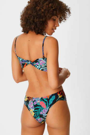 Dames - Bikini - Brazilian cut - gebloemd - zwart