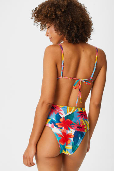 Femei - Bikini brazilian - cu flori - multicolor
