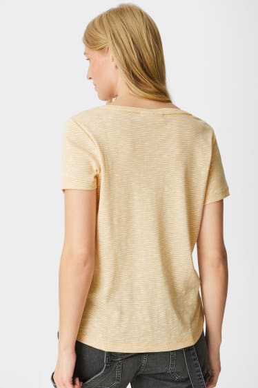 Damen - T-Shirt - gestreift - gelb