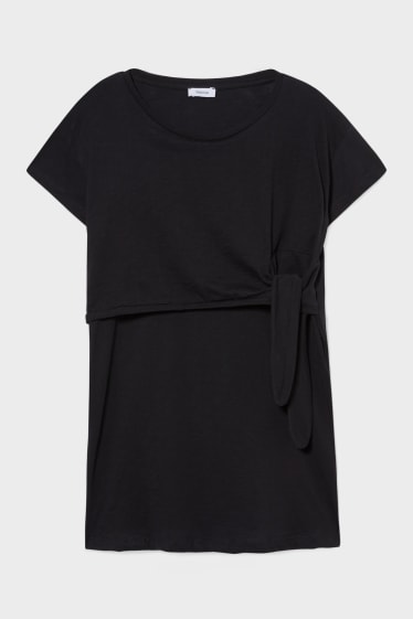 Damen - Still-T-Shirt mit Knotendetail - schwarz
