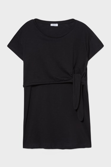 Donna - T-shirt per allattamento - nodo - nero