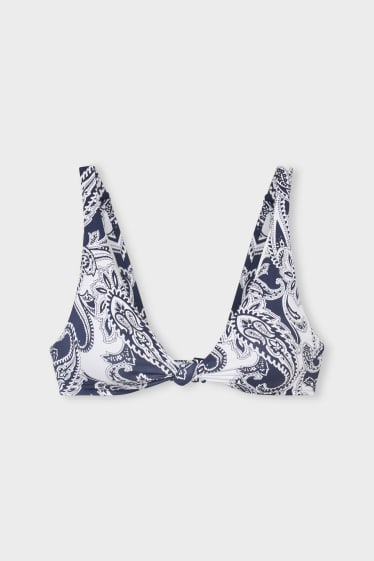 Donna - Reggiseno bikini - a triangolo - imbottito - Soft Touch - blu / bianco