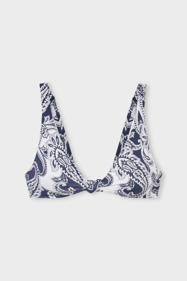 Women - Bikini top - triangle - padded - Soft Touch - blue / white