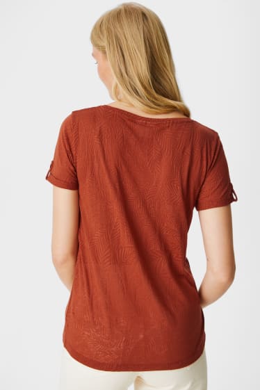 Damen - Basic-T-Shirt - braun